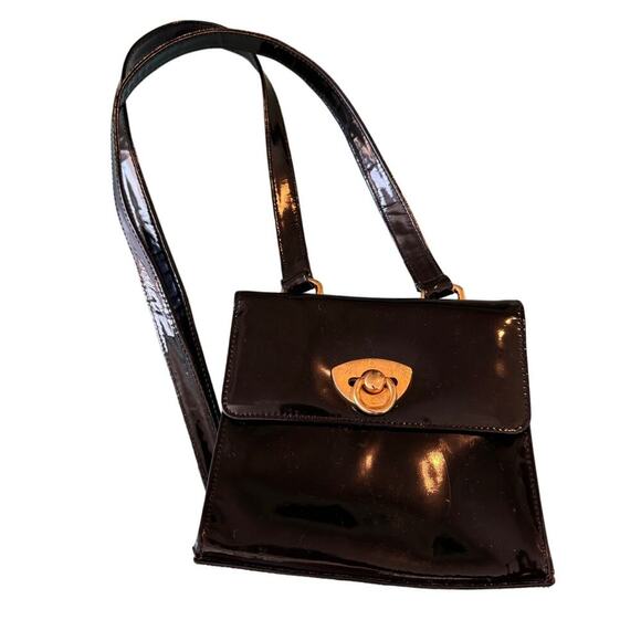 Vintage 1950's Bloomindales purse/bag, Black Patent Leather - Picture 1 of 9